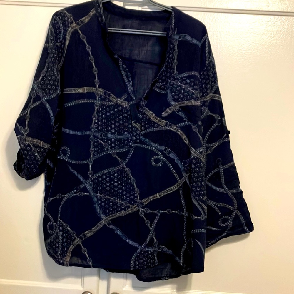 Cotton navy blue color blouse size L